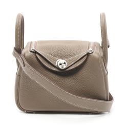 Hermes Lindy Shoulder Bag, Taurillon Clemence, Women's, Brown, 079086CK