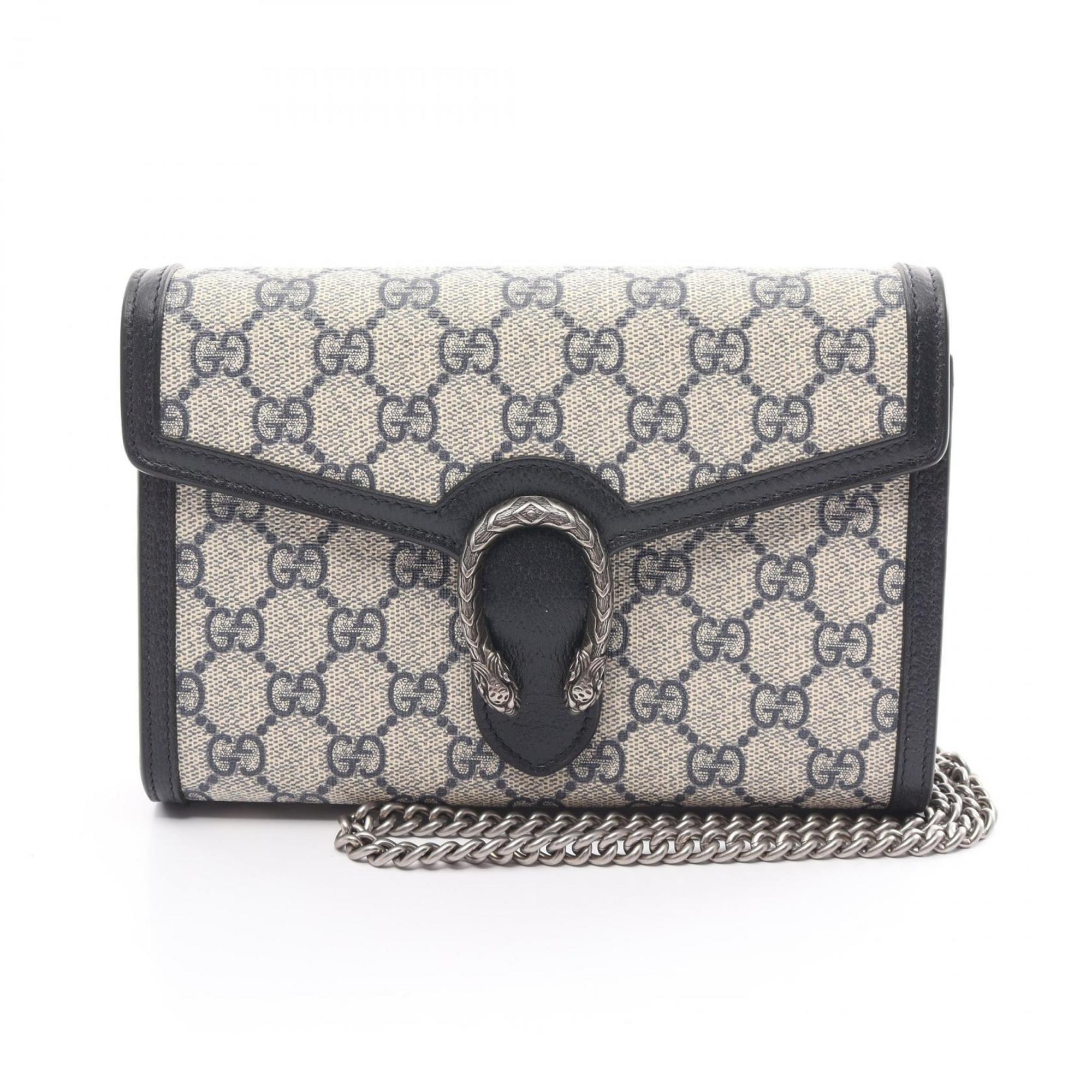 GUCCI Dionysus GG Supreme Shoulder Bag Coated Canvas Leather Women's Beige Navy 401231K9GSN4075