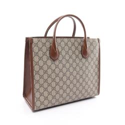 Gucci GG Supreme Tote Bag, Coated Canvas, Leather, Women's, Beige, Brown, 65998392TCG8563