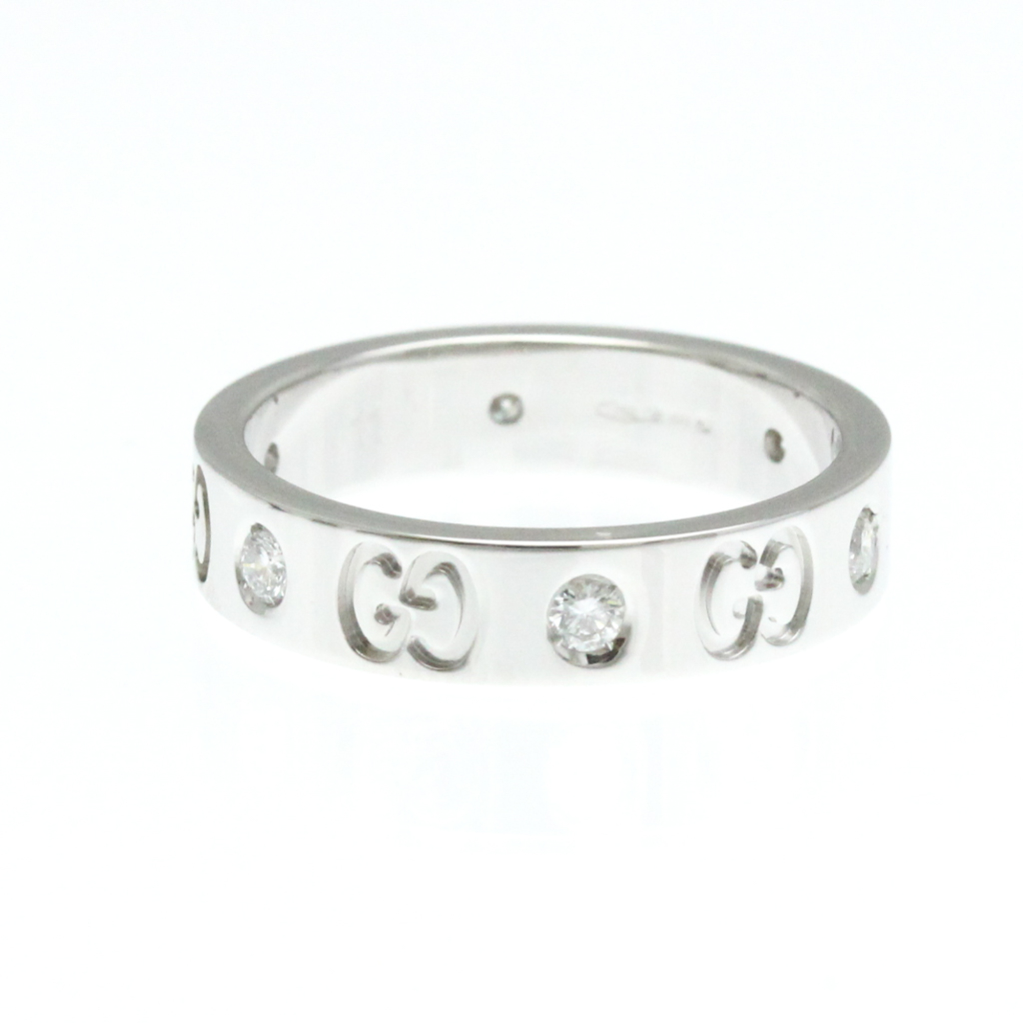 Gucci Icon White Gold (18K) Fashion Diamond Band Ring Silver