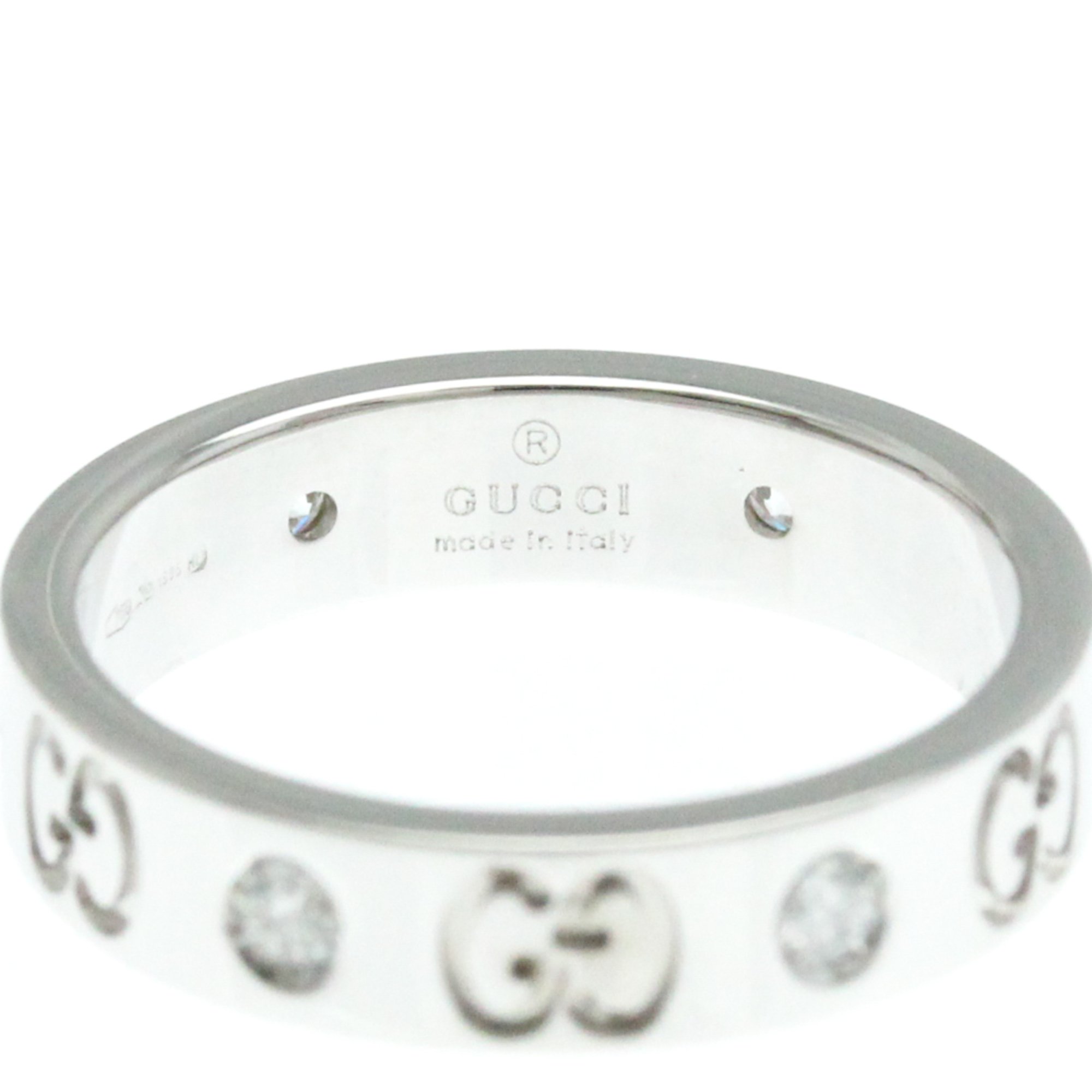 Gucci Icon White Gold (18K) Fashion Diamond Band Ring Silver