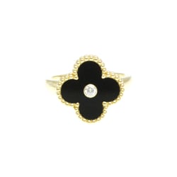 Van Cleef & Arpels Vintage Alhambra Yellow Gold (18K) Fashion Diamond,Onyx Band Ring Black,Gold