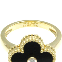 Van Cleef & Arpels Vintage Alhambra Yellow Gold (18K) Fashion Diamond,Onyx Band Ring Black,Gold