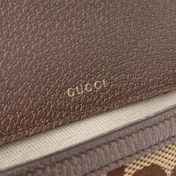 GUCCI Horsebit 1955 Jumbo GG Shoulder Bag Canvas Leather Women's Beige Brown 658574