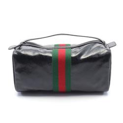 Gucci GG Crystal Sherry Line Handbag Bag Coated Canvas Leather Men's Black 759689FACI01064