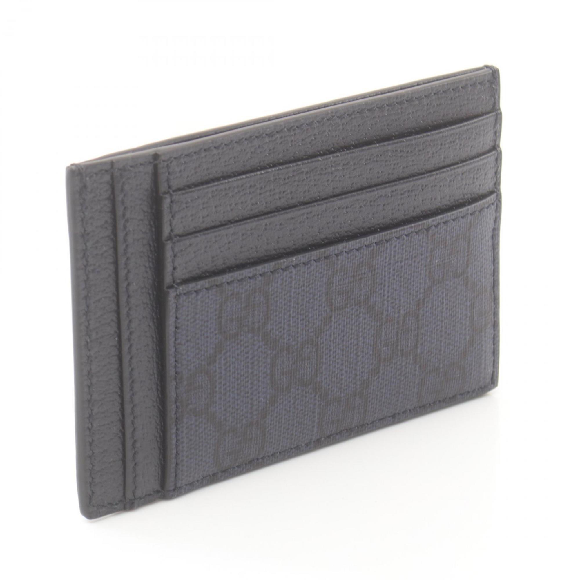 GUCCI Ophidia GG Supreme Business Card Holder/Card Case Leather Coated Canvas Men's Black Blue 732018UULBN4055