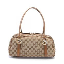 GUCCI GG Twins Guccissima Shoulder Bag Canvas Leather Women's Beige Brown 232958