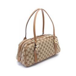 GUCCI GG Twins Guccissima Shoulder Bag Canvas Leather Women's Beige Brown 232958