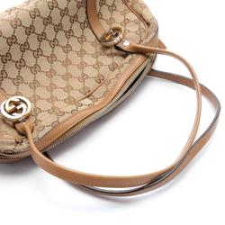 GUCCI GG Twins Guccissima Shoulder Bag Canvas Leather Women's Beige Brown 232958