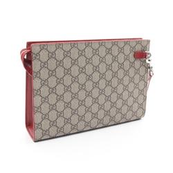 Gucci GG Supreme Second Bag Clutch Coated Canvas Leather Men's Beige Bordeaux 768255FACQC9752