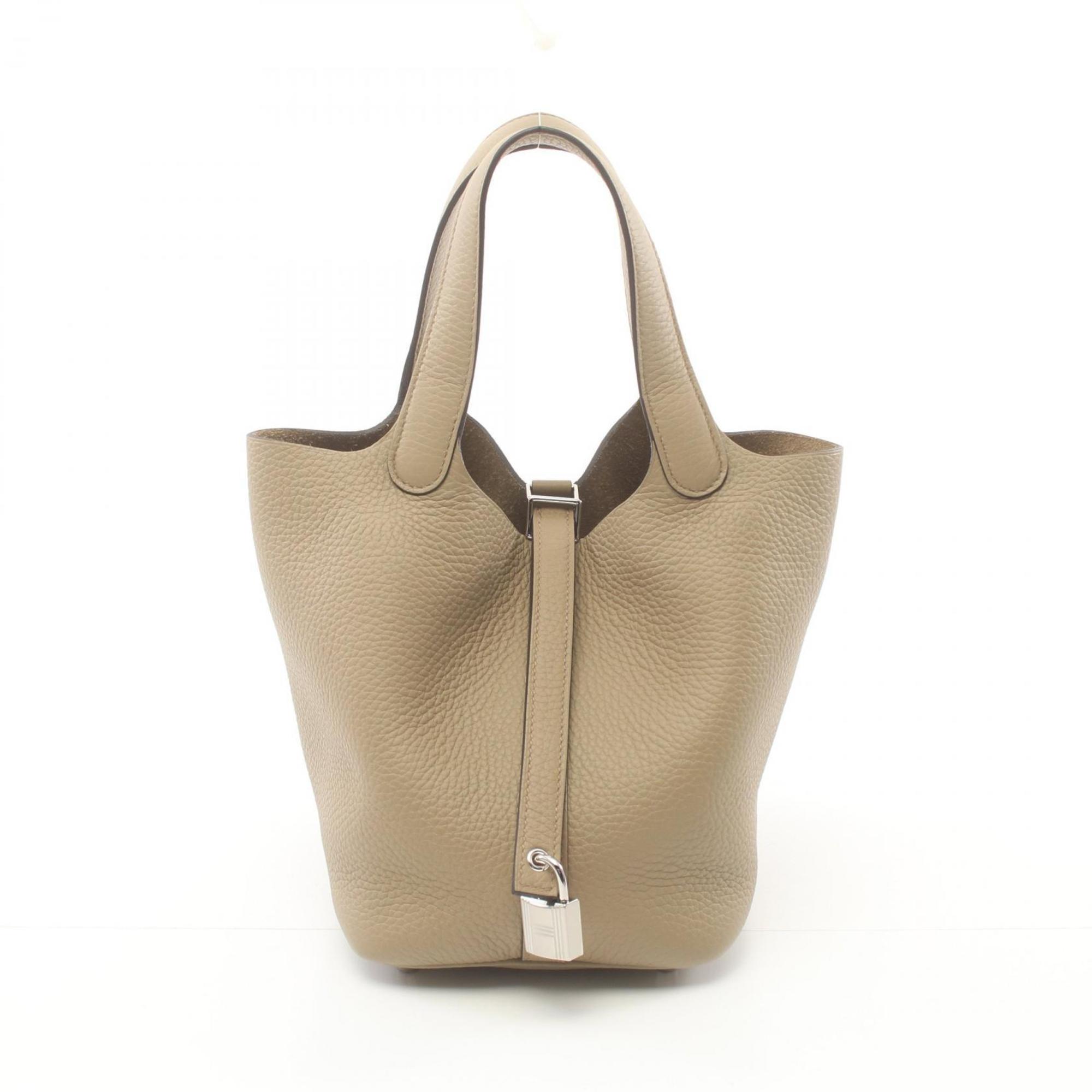 Hermes HERMES Picotin Lock PM Beige Marfa Handbag Bag Taurillon Clemence Women's 056289CK