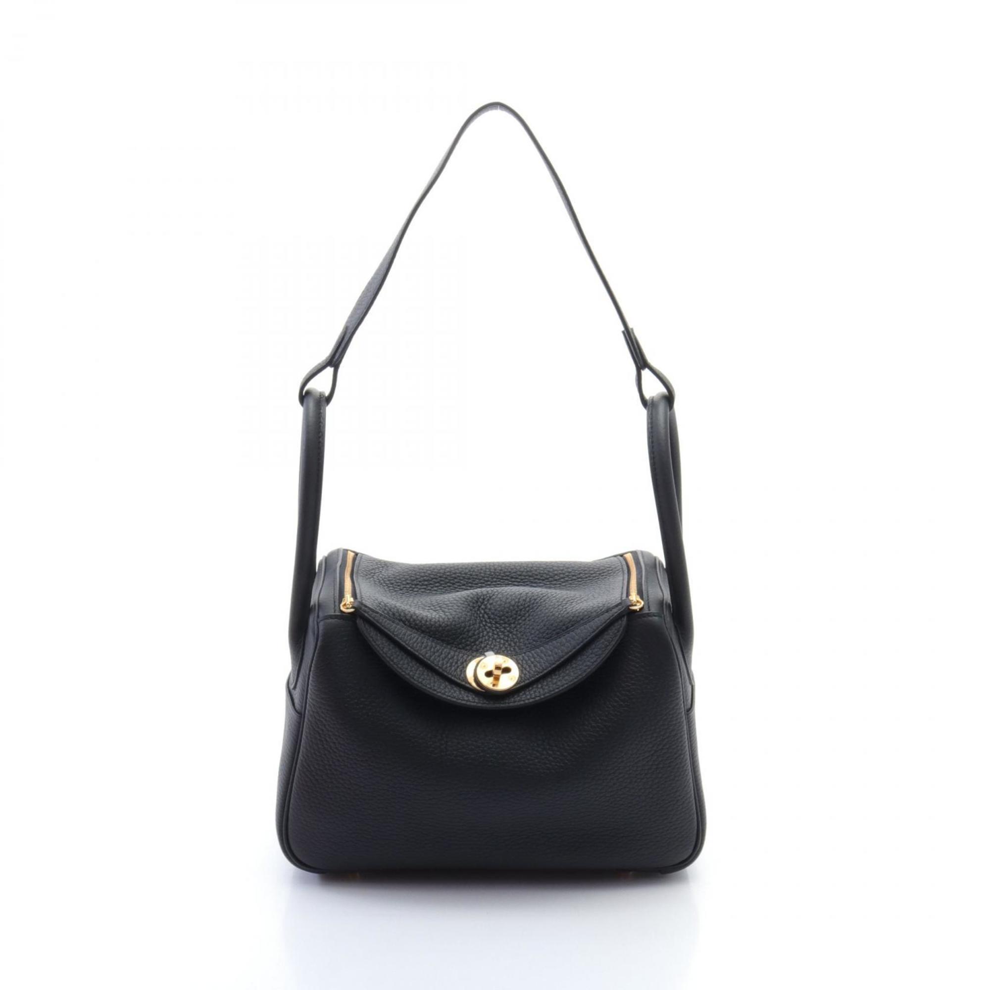 Hermes Lindy 26 Shoulder Bag, Taurillon Clemence, Women's, Black, 073428CC