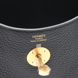 Hermes Lindy 26 Shoulder Bag, Taurillon Clemence, Women's, Black, 073428CC