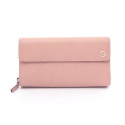 GUCCI Interlocking G Tri-fold Long Wallet Leather Women's Pink 449397