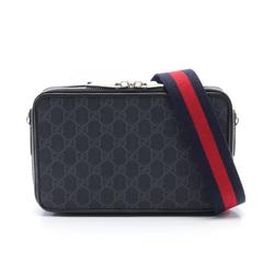 Gucci GG Supreme Shoulder Bag, Coated Canvas, Leather, Men's, Black, 792456FADJA1042