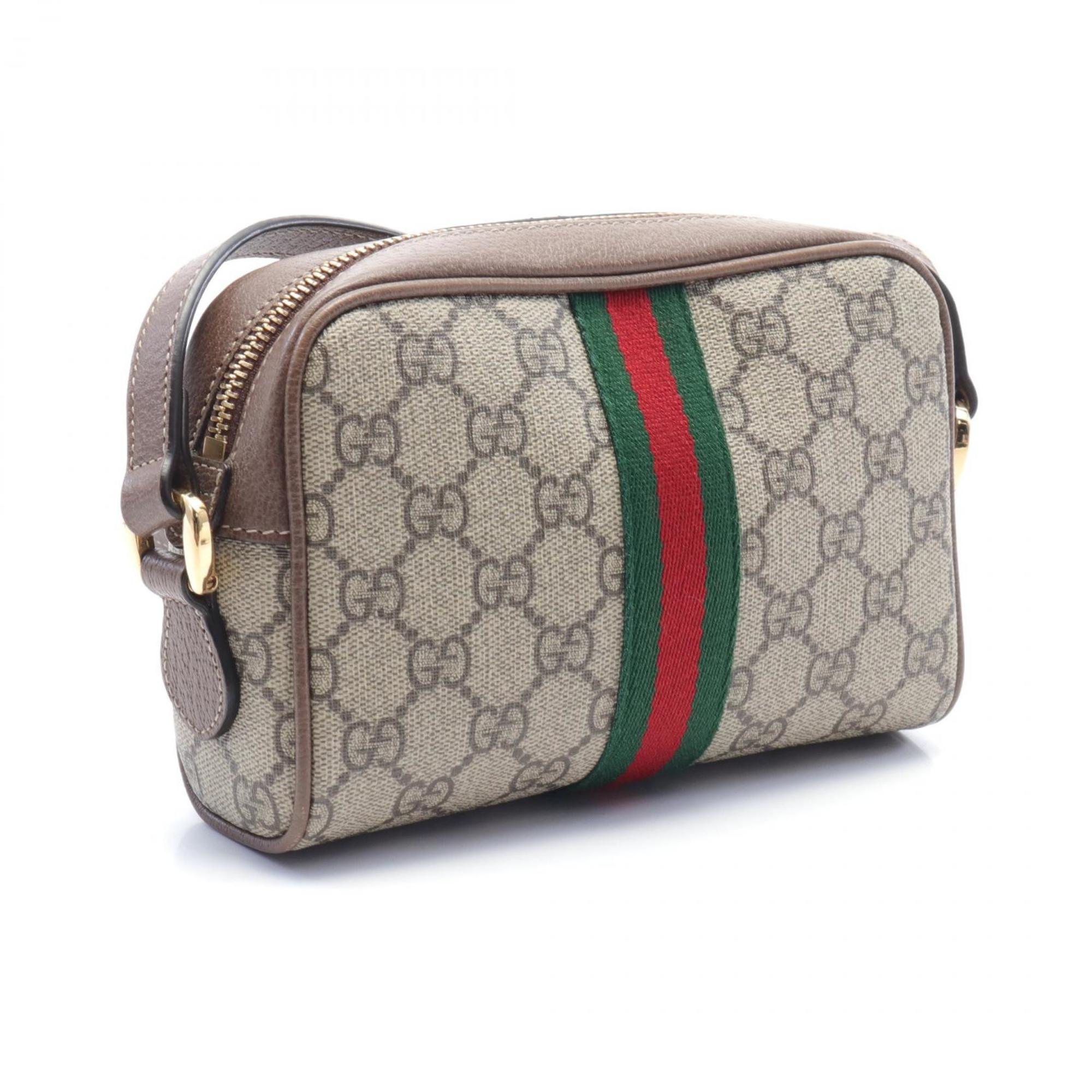 GUCCI Ophidia GG Supreme Shoulder Bag, Coated Canvas, Leather, Women's, Beige, Brown, Multicolor, 517350