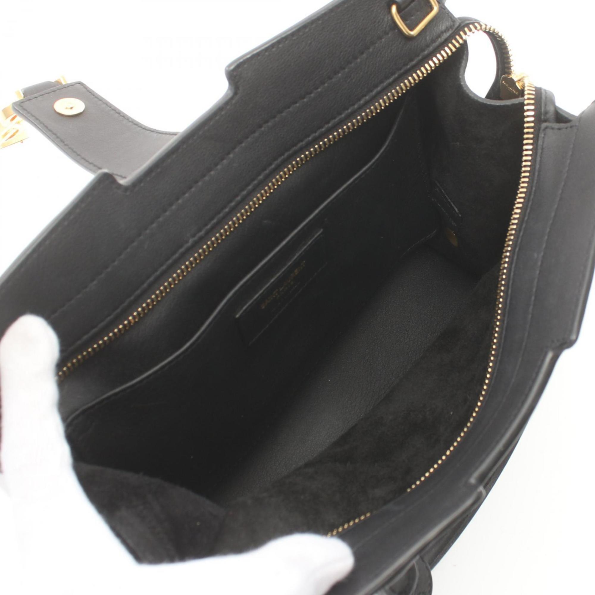 Saint Laurent Baby Cabas YSL Line Handbag Bag Leather Women's Black GIUR424868-0918