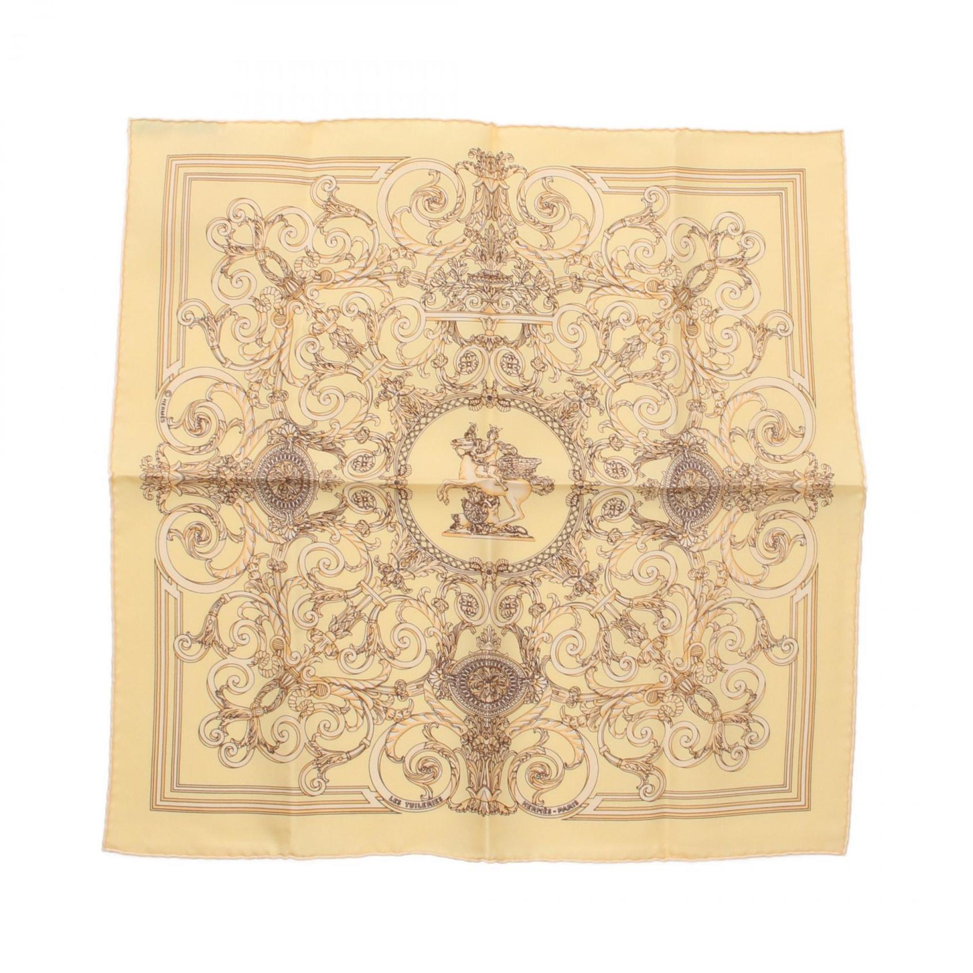 Hermes HERMES Petit Carre 45 LES TUILERIES Scarf Silk Women's Yellow