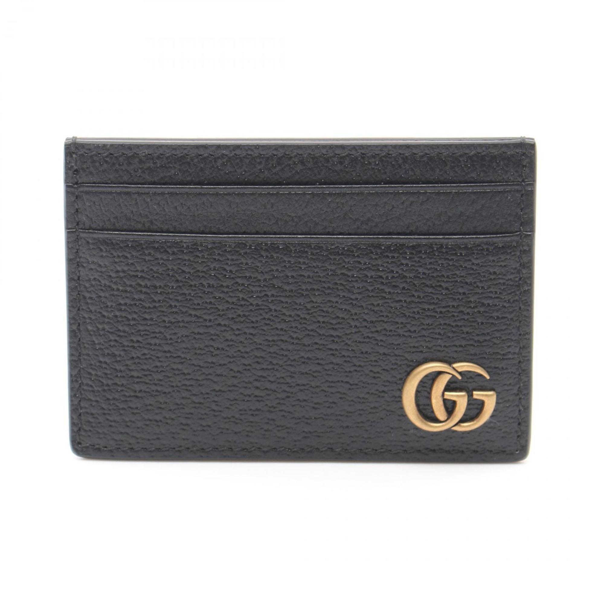 GUCCI GG Marmont Business Card Holder/Card Case Leather Men's Women's Black 436022DJ20T1000