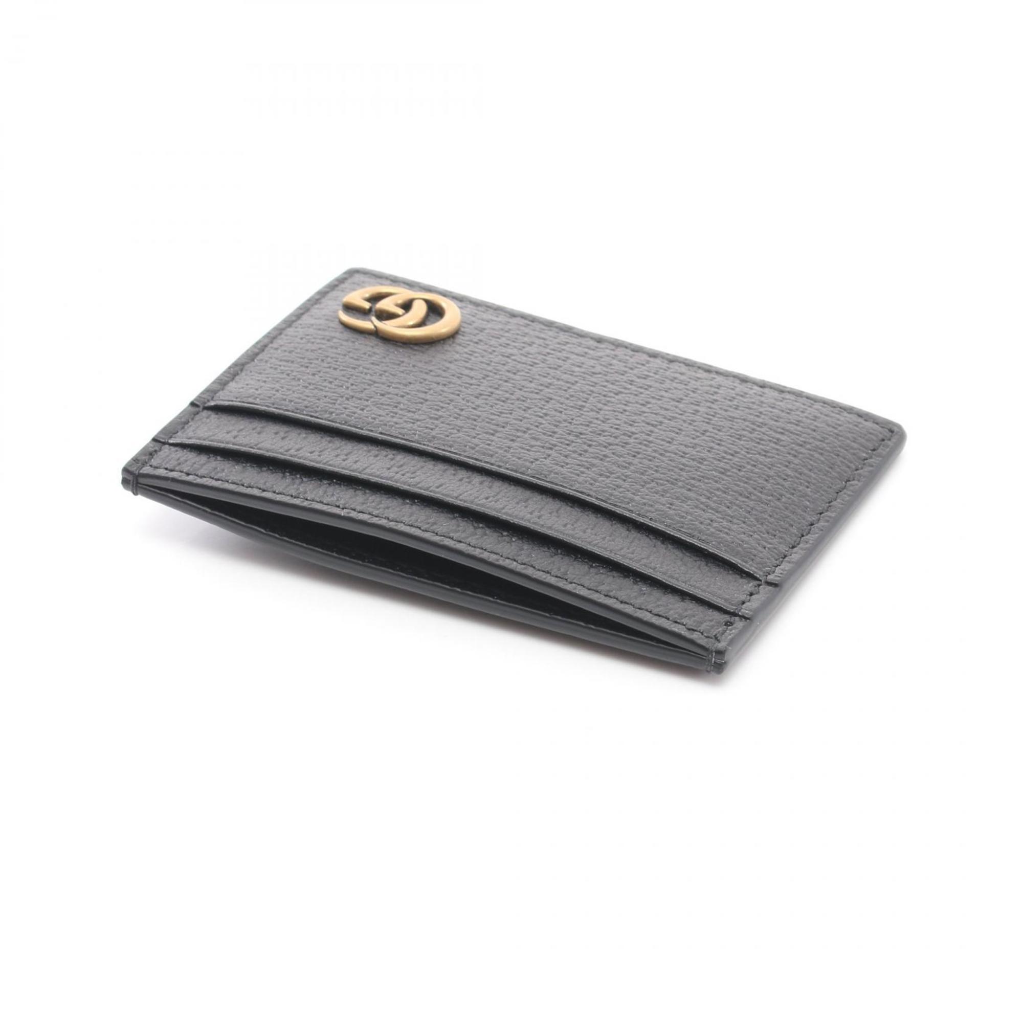 GUCCI GG Marmont Business Card Holder/Card Case Leather Men's Women's Black 436022DJ20T1000