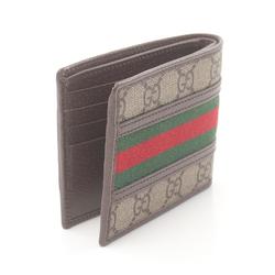 Gucci Ophidia GG Supreme Sherry Line Bi-fold Wallet Coated Canvas Leather Men's Women's Beige Brown Multicolor 59760696IWT8745