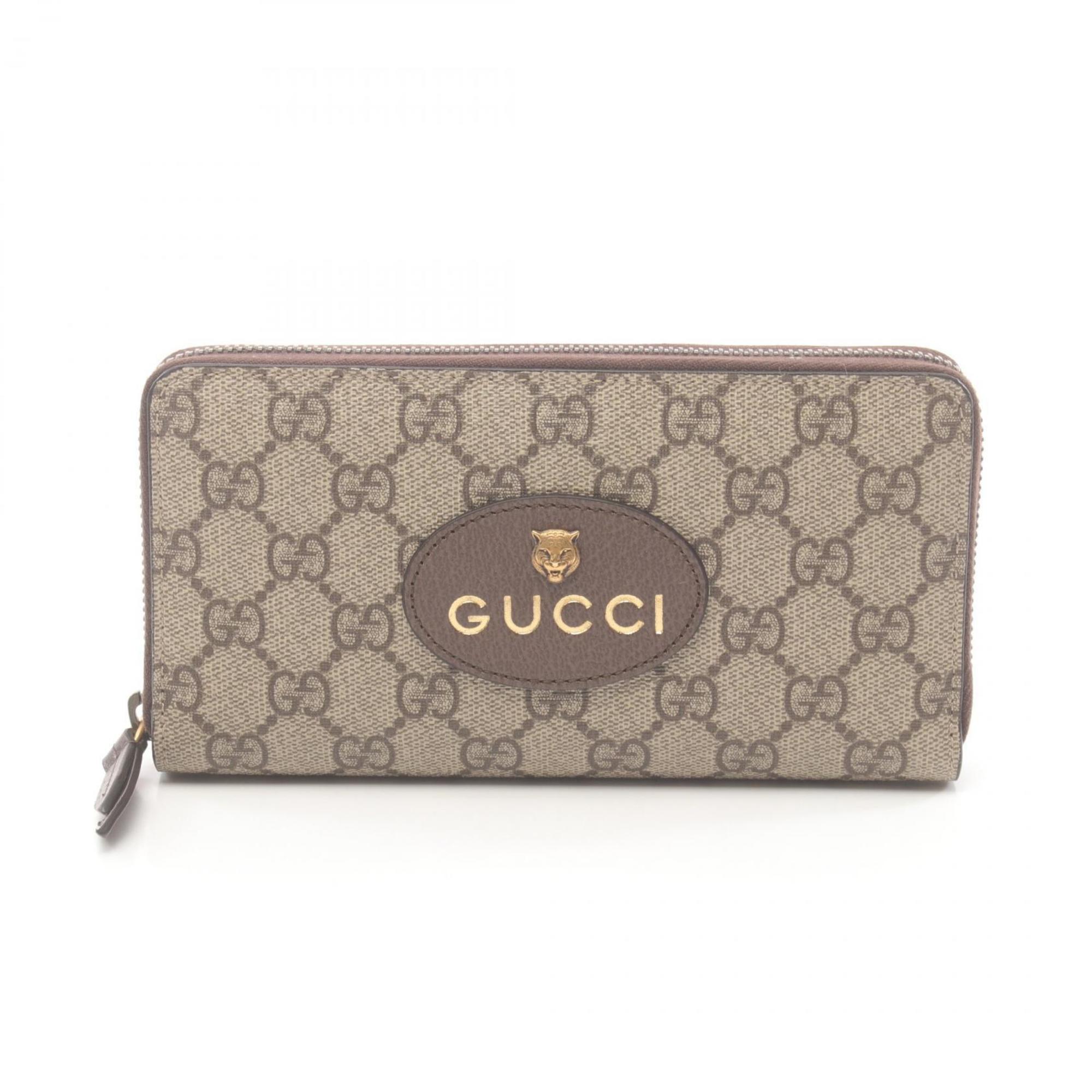 Gucci GG Supreme Round Long Wallet Coated Canvas Leather Women's Beige Brown 473953K9GOT8861