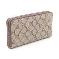 Gucci GG Supreme Round Long Wallet Coated Canvas Leather Women's Beige Brown 473953K9GOT8861