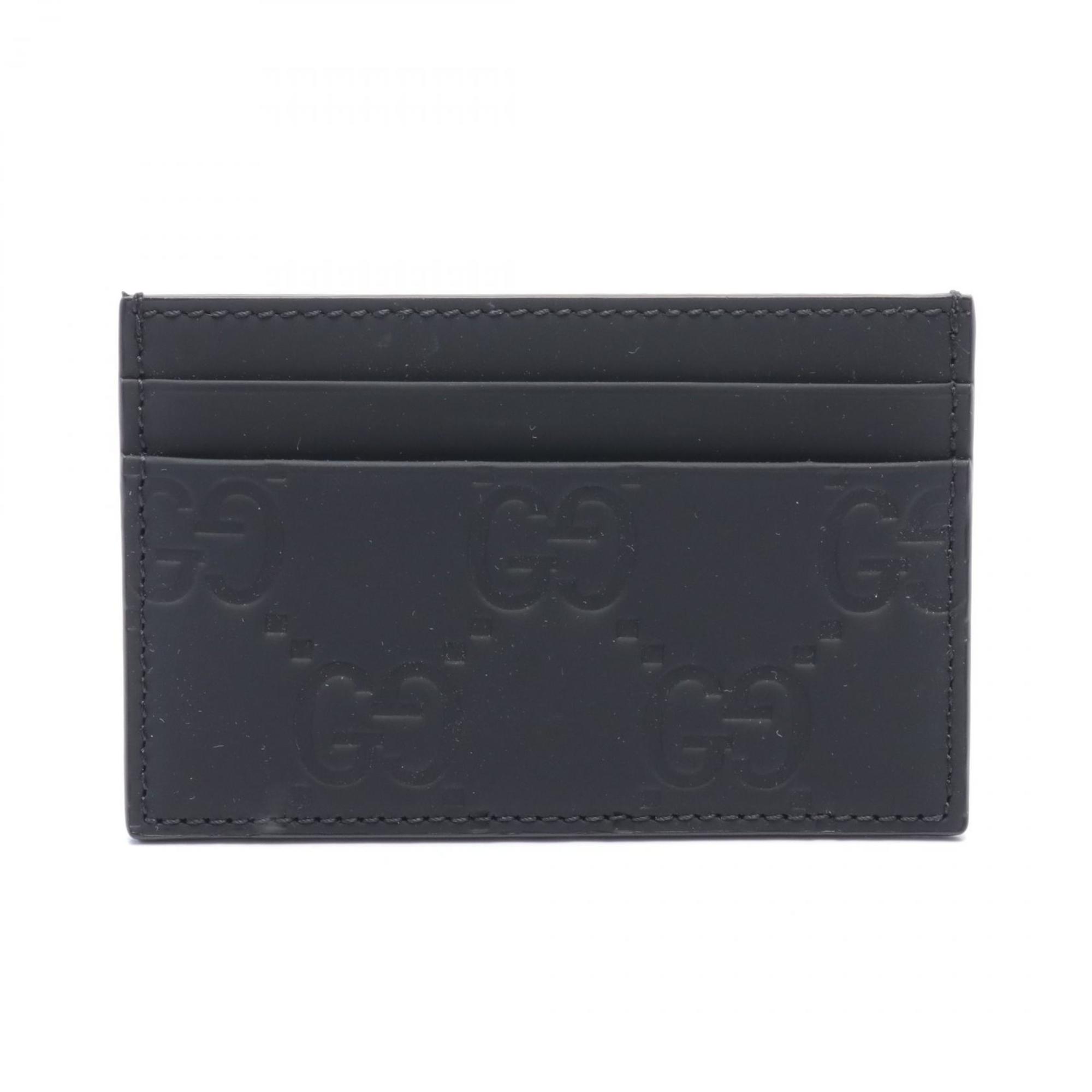 GUCCI GG Rubber Effect Business Card Holder/Card Case Rubberized Leather Men's Black 771315AAC0L1000