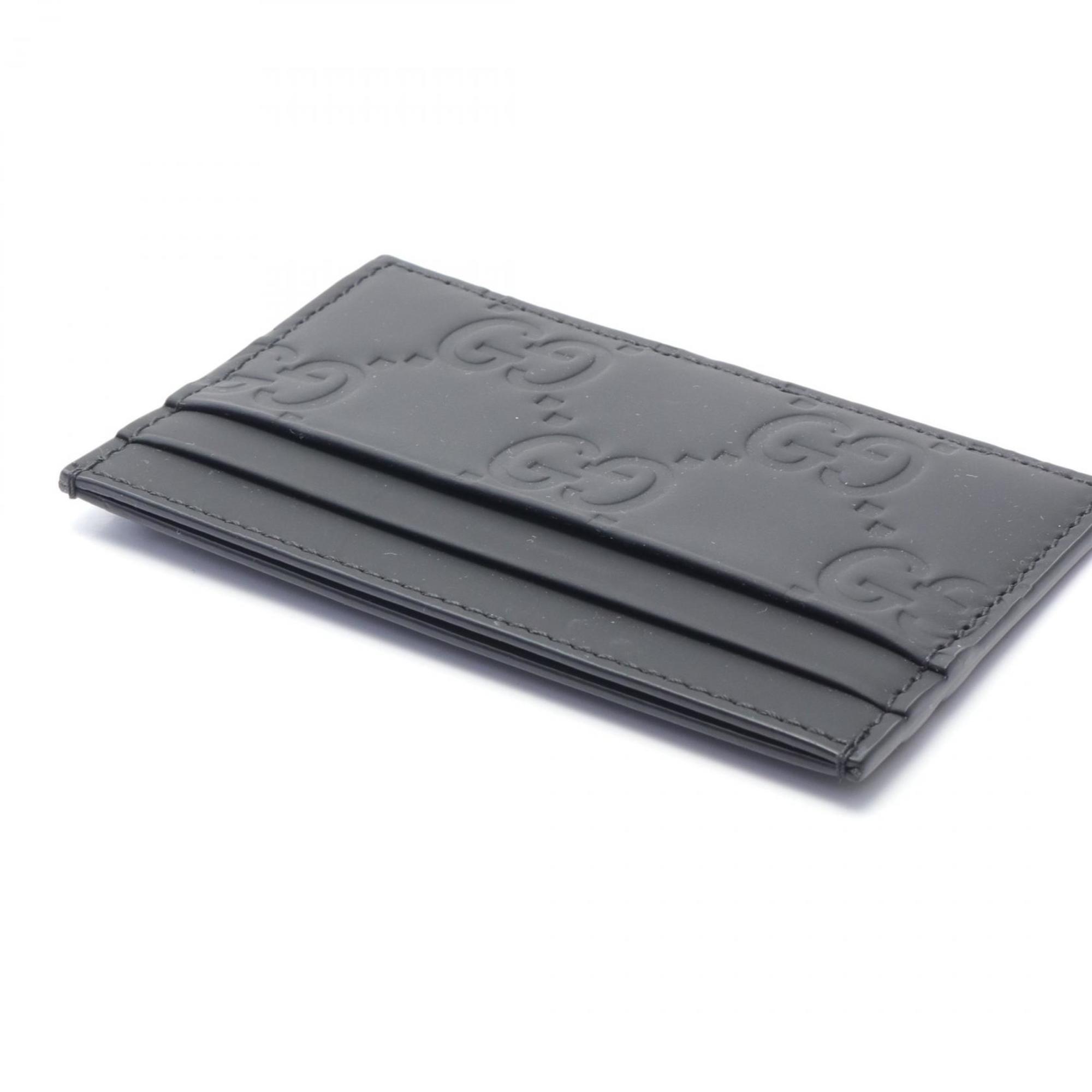 GUCCI GG Rubber Effect Business Card Holder/Card Case Rubberized Leather Men's Black 771315AAC0L1000