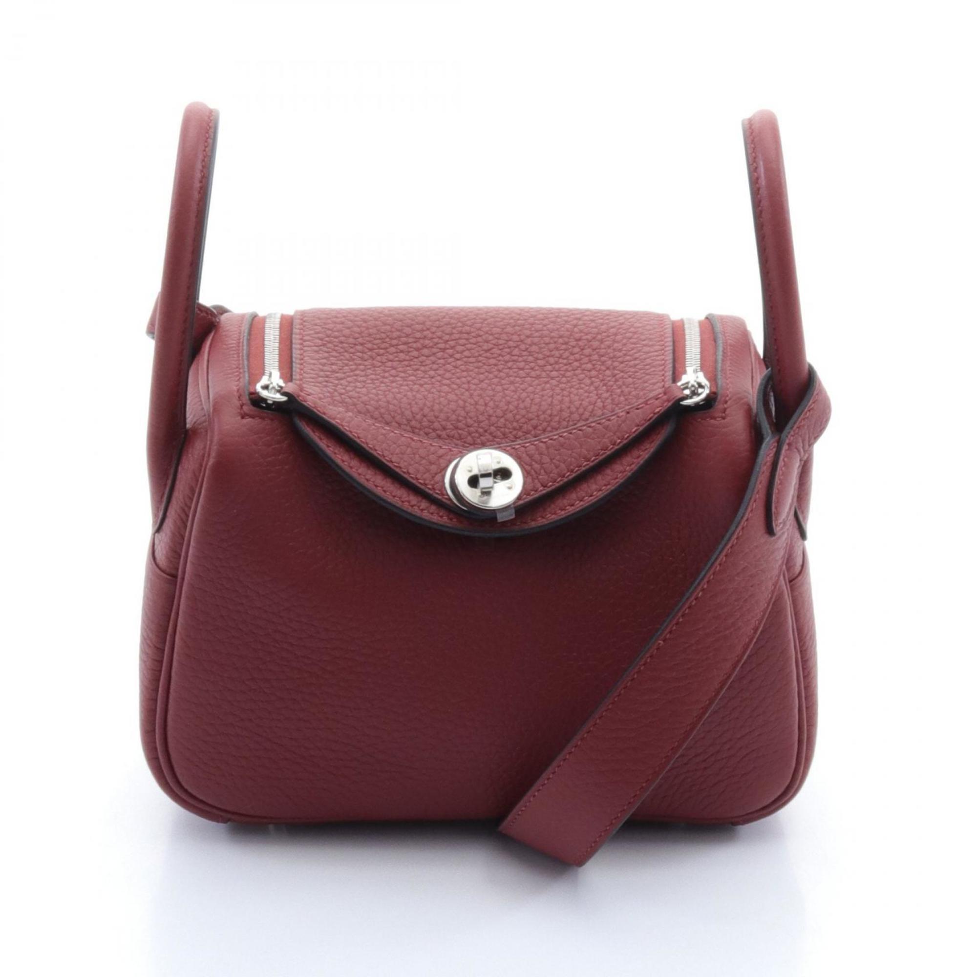 Hermes Lindy Shoulder Bag Taurillon Clemence Women's Bordeaux