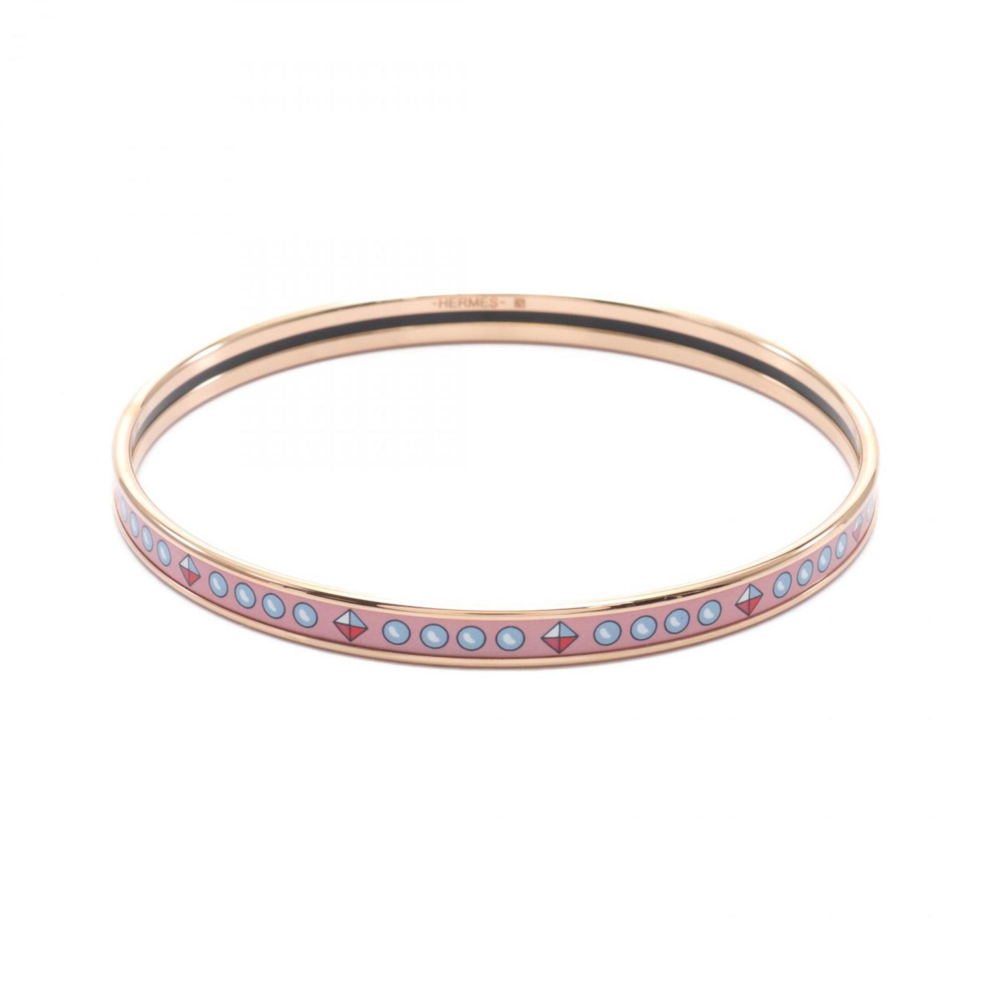 Hermes HERMES Uni Bangle GP (Gold Plated) Enamel Women's Gold Pink Multicolor