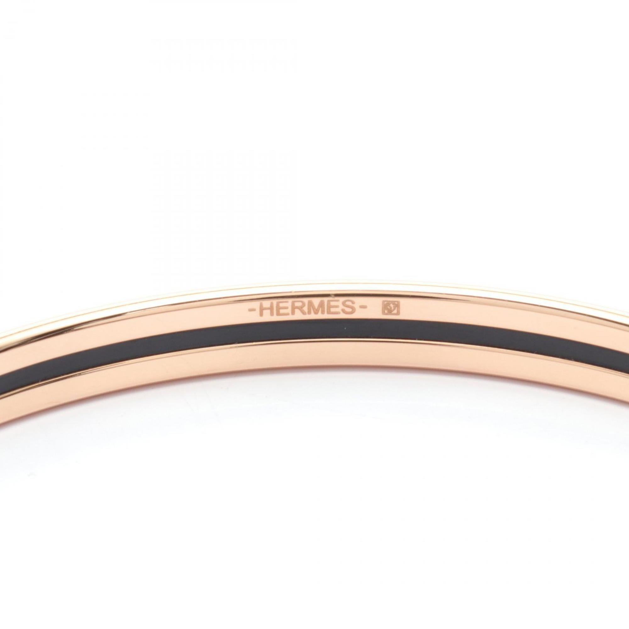 Hermes HERMES Uni Bangle GP (Gold Plated) Enamel Women's Gold Pink Multicolor