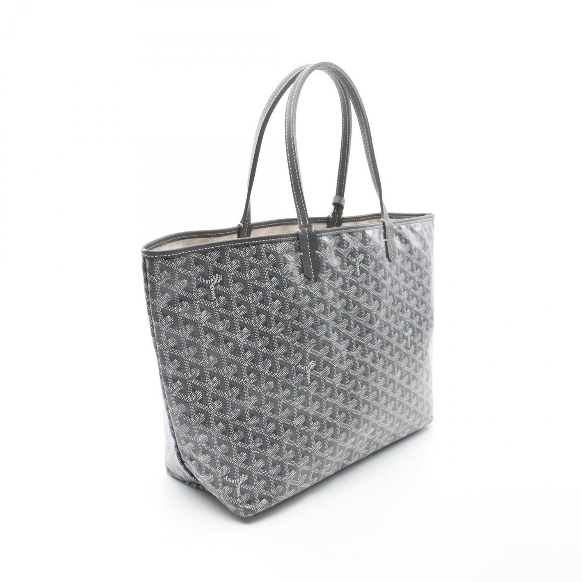 GOYARD Saint Louis PM Tote Bag, Coated Canvas, Leather, Women's, Grey, White