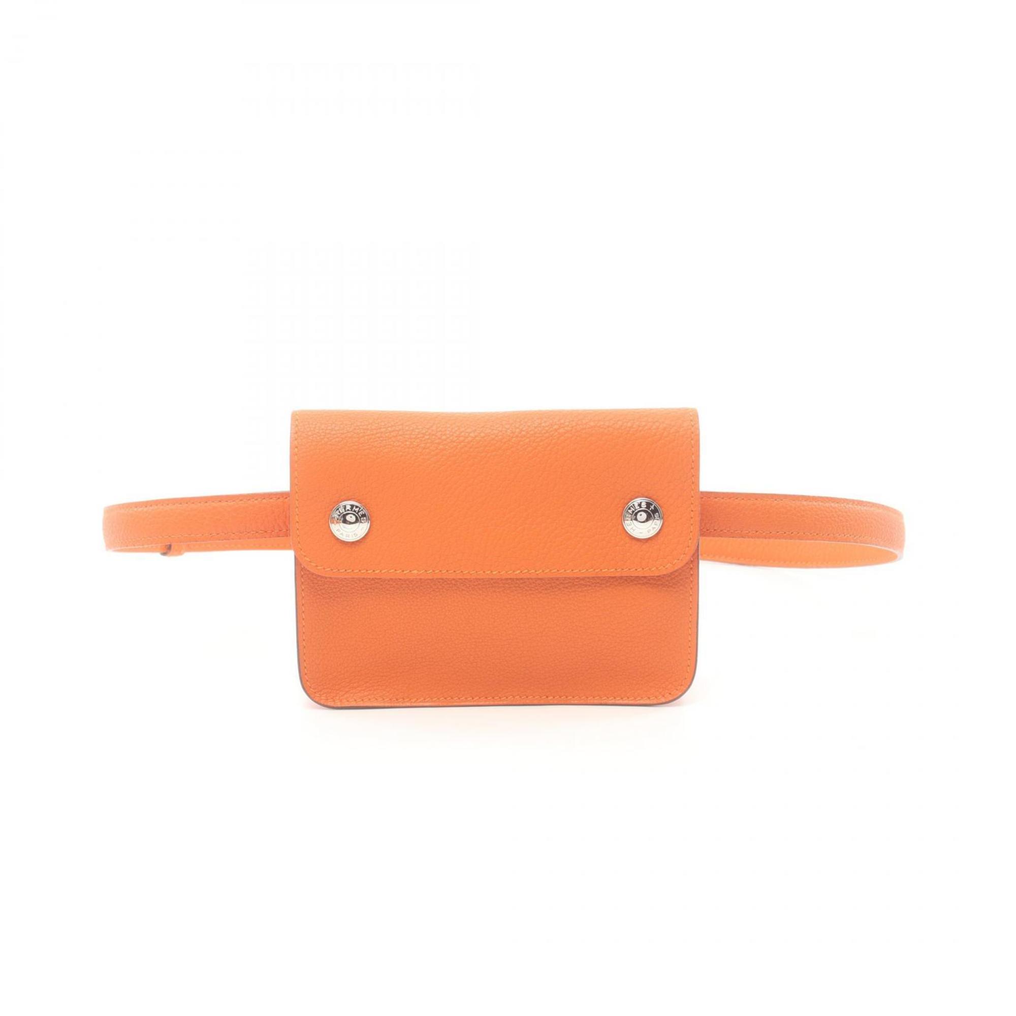 Hermes HERMES Pochette Green Waist Bag Togo Women's Orange