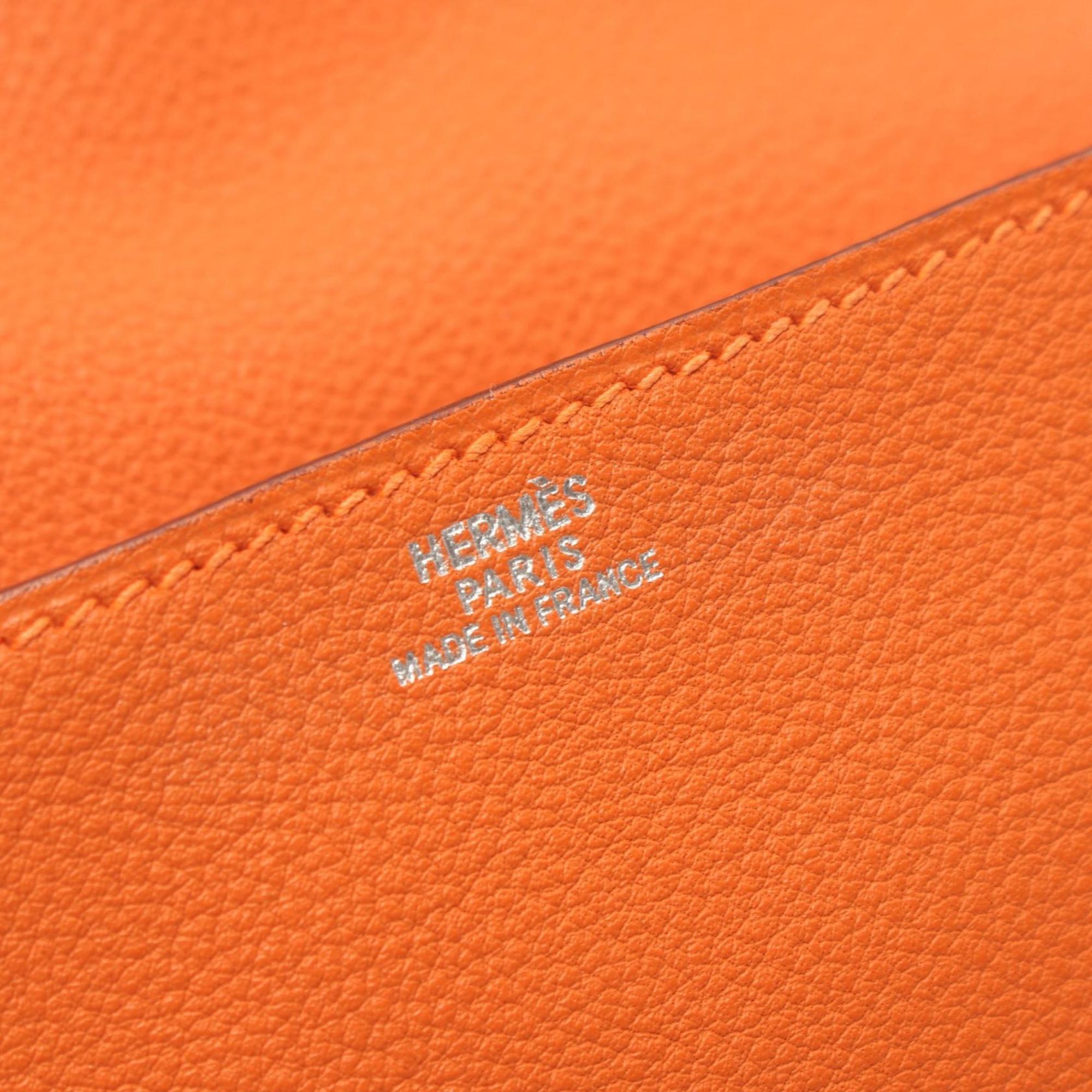 Hermes HERMES Pochette Green Waist Bag Togo Women's Orange