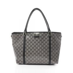 GUCCI GG Crystal Tote Bag, Coated Canvas, Leather, Women's, Black, Navy, 197983