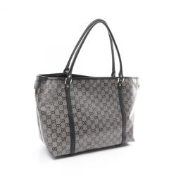 GUCCI GG Crystal Tote Bag, Coated Canvas, Leather, Women's, Black, Navy, 197983