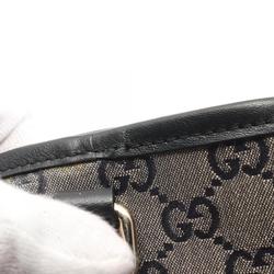 GUCCI GG Crystal Tote Bag, Coated Canvas, Leather, Women's, Black, Navy, 197983