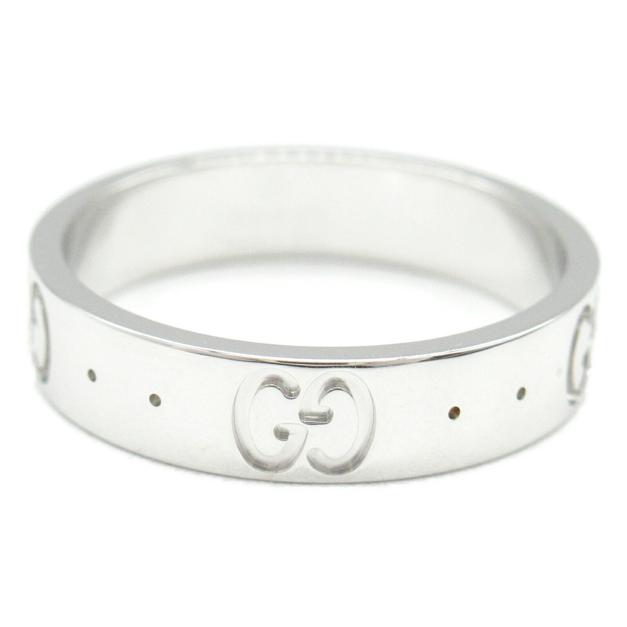 Gucci Icon Ring, K18WG (White Gold), Men's, Women's, Ivory