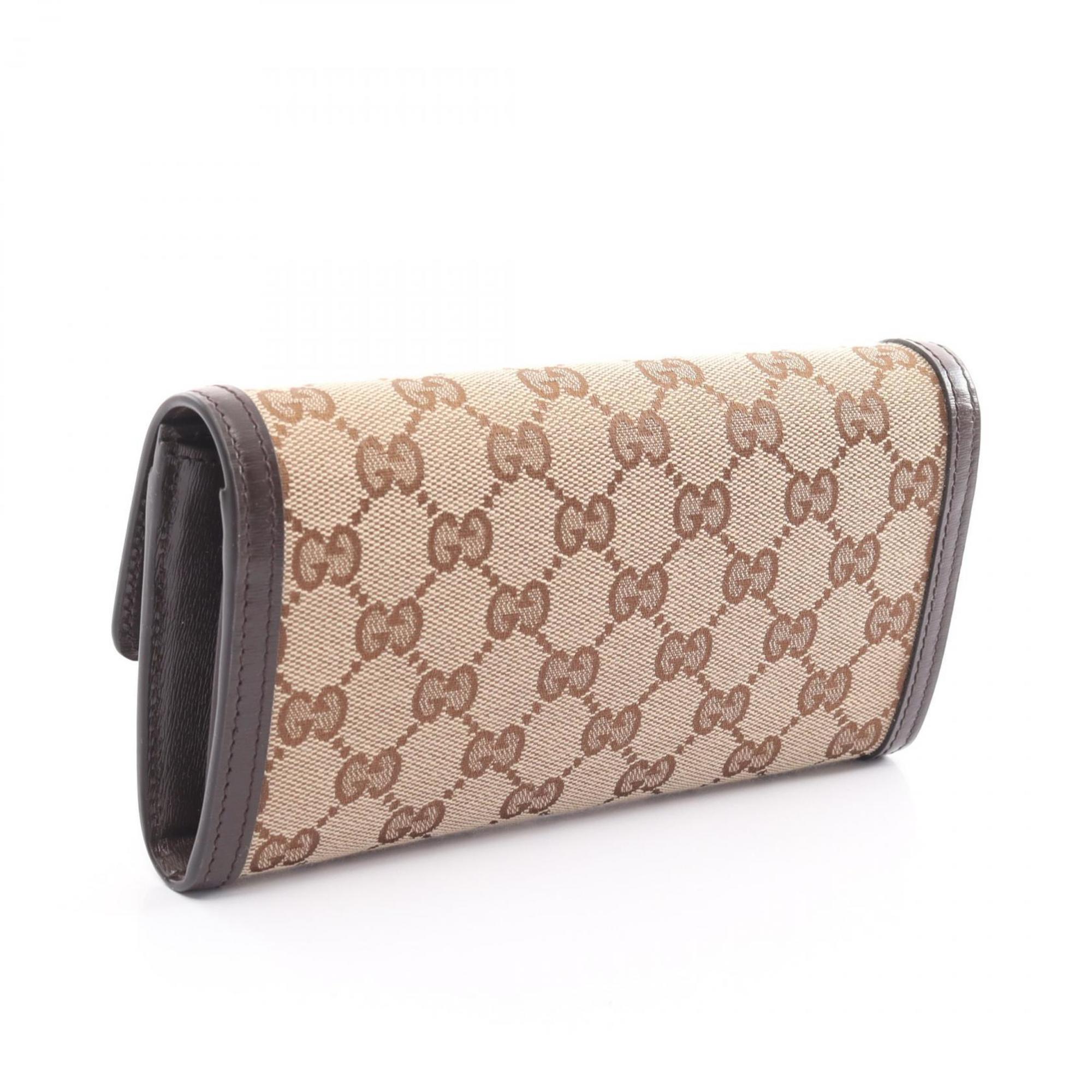 Gucci Luce GG Canvas Bi-fold Long Wallet Leather Women's Beige Brown 790034FADHW9742