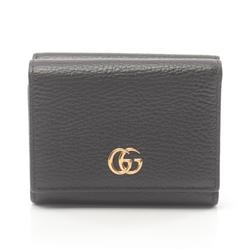 GUCCI Petit Marmont Tri-fold Wallet Leather Women's Black 474746