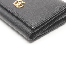 GUCCI Petit Marmont Tri-fold Wallet Leather Women's Black 474746