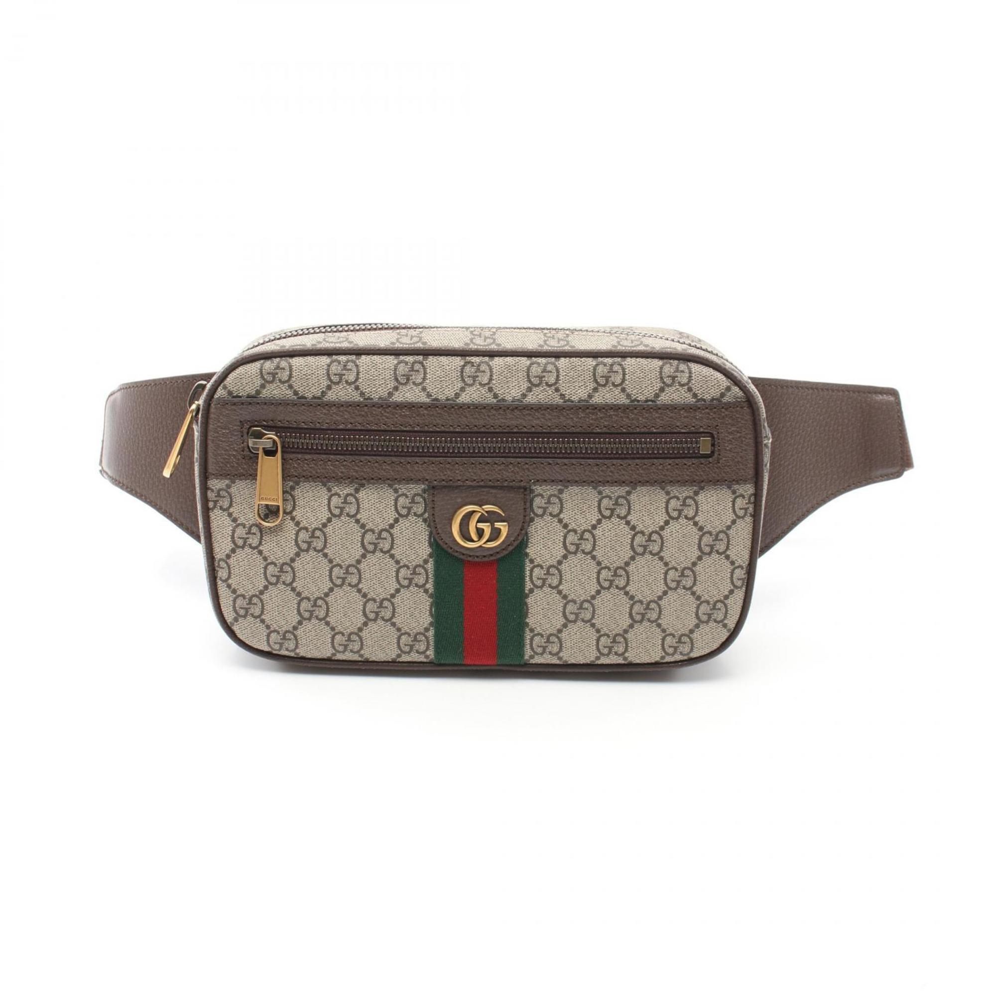 GUCCI Ophidia GG Supreme Waist Bag Body Coated Canvas Leather Men Women Beige Brown Multicolor 57479697SIT8747