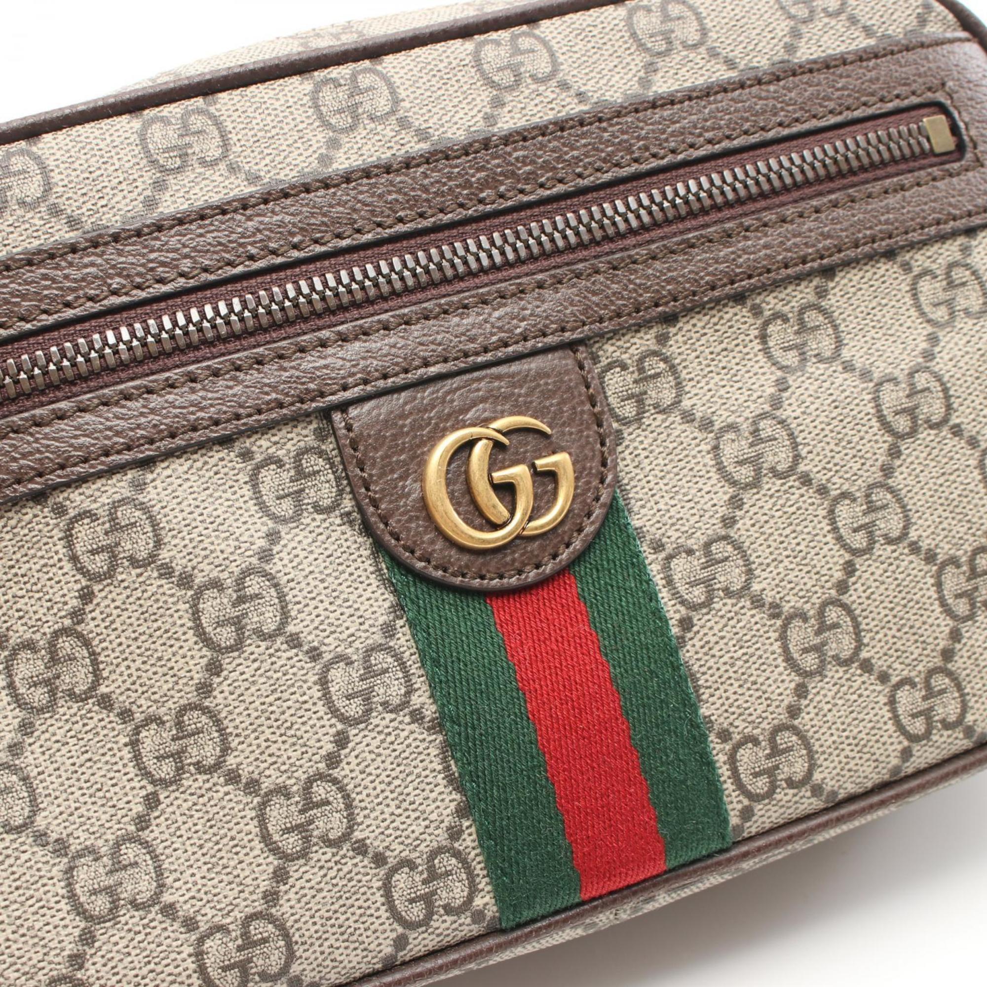 GUCCI Ophidia GG Supreme Waist Bag Body Coated Canvas Leather Men Women Beige Brown Multicolor 57479697SIT8747