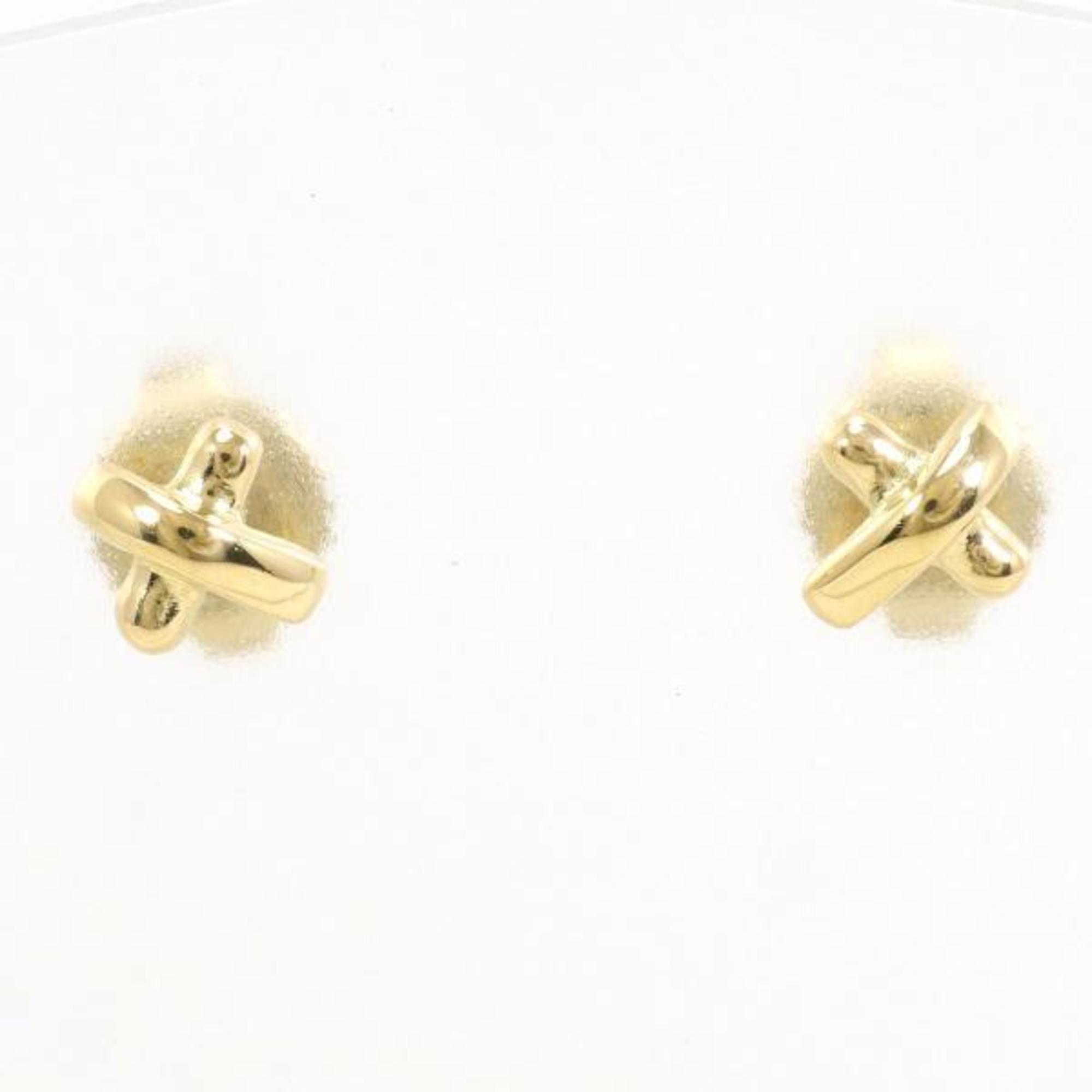 Tiffany Kiss 18K YG Earrings Total weight approx. 1.3g