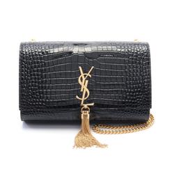 Saint Laurent Kate Tassel Medium Shoulder Bag Patent Leather Women's Black 354119DND0J1000