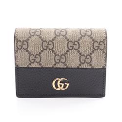 GUCCI GG Marmont Supreme Bi-fold Wallet Coated Canvas Leather Women's Beige Black 65861017WAG1283