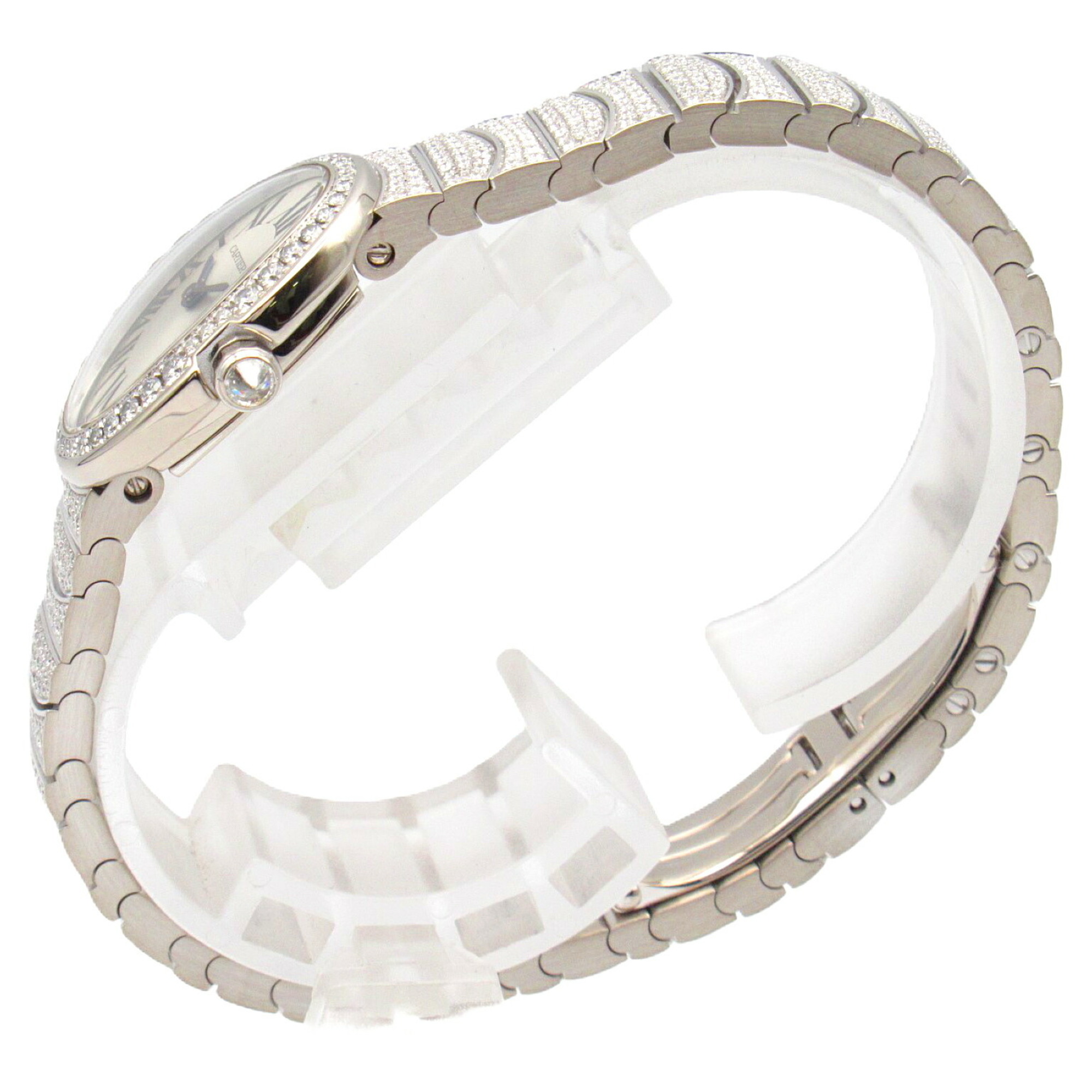 Cartier Baignoire Full Diamond Bezel Bracelet Wristwatch K18WG (White Gold) Ladies Silver HPI00327