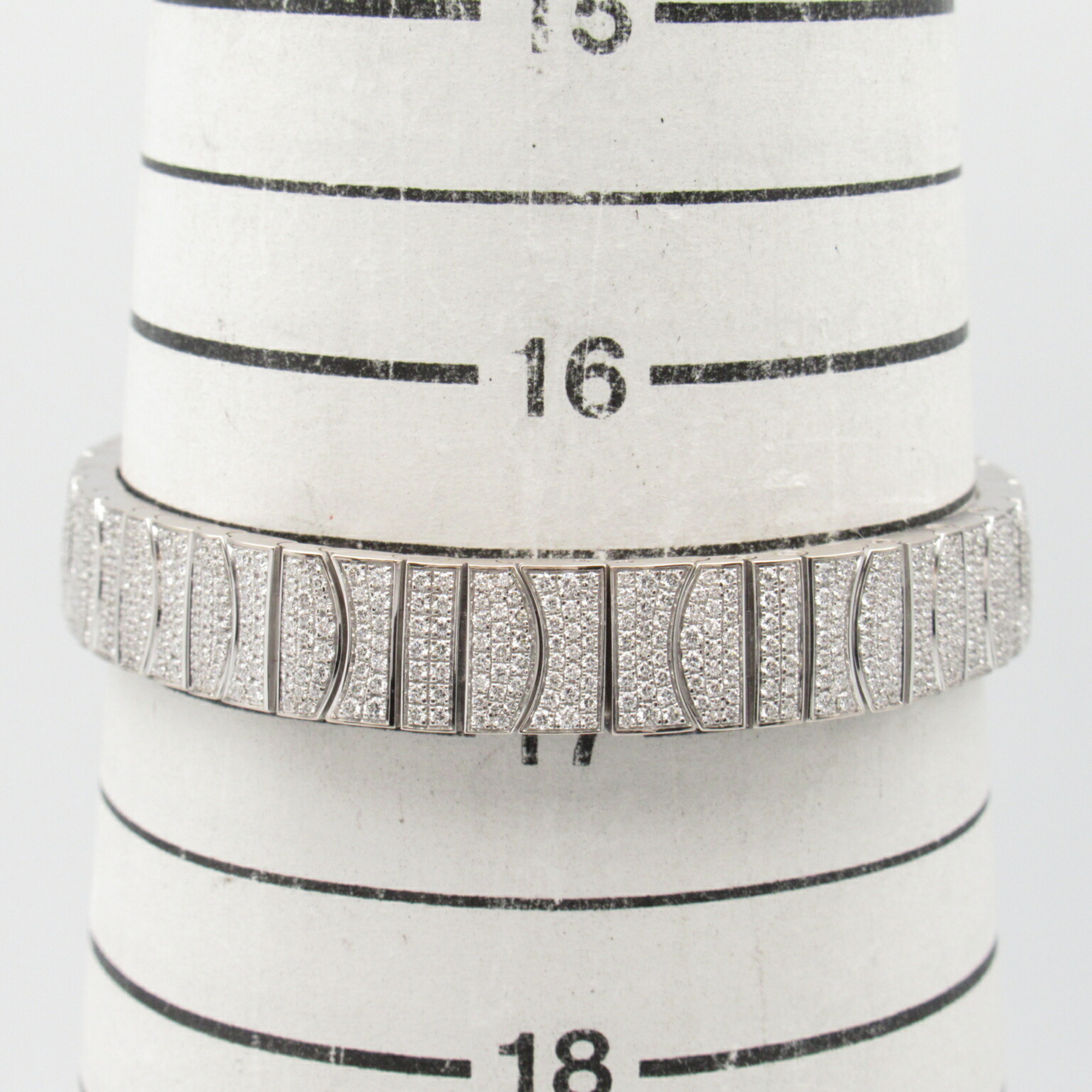 Cartier Baignoire Full Diamond Bezel Bracelet Wristwatch K18WG (White Gold) Ladies Silver HPI00327