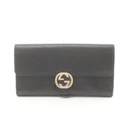 GUCCI Interlocking G Bi-fold Long Wallet Leather Women's Black 598166